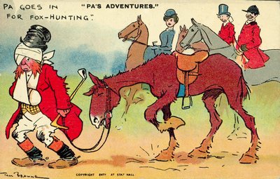 Vossenjacht: een man in slechte staat na van zijn paard te zijn geworpen door Tom Browne